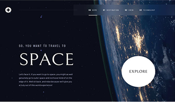 Space tourism website